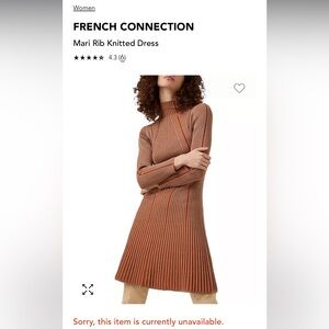 FRENCH CONNECTION RIBBED KNIT DRESS COPPER PUMPKIN SIZE SMALL